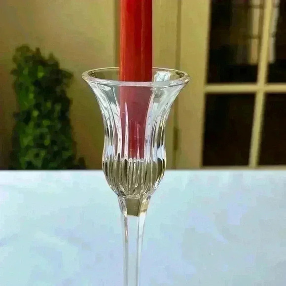 2 Mikasa Clear Crystal Candlestick Holders With Tags..Pattern Is Icicles - Picture 2 of 8